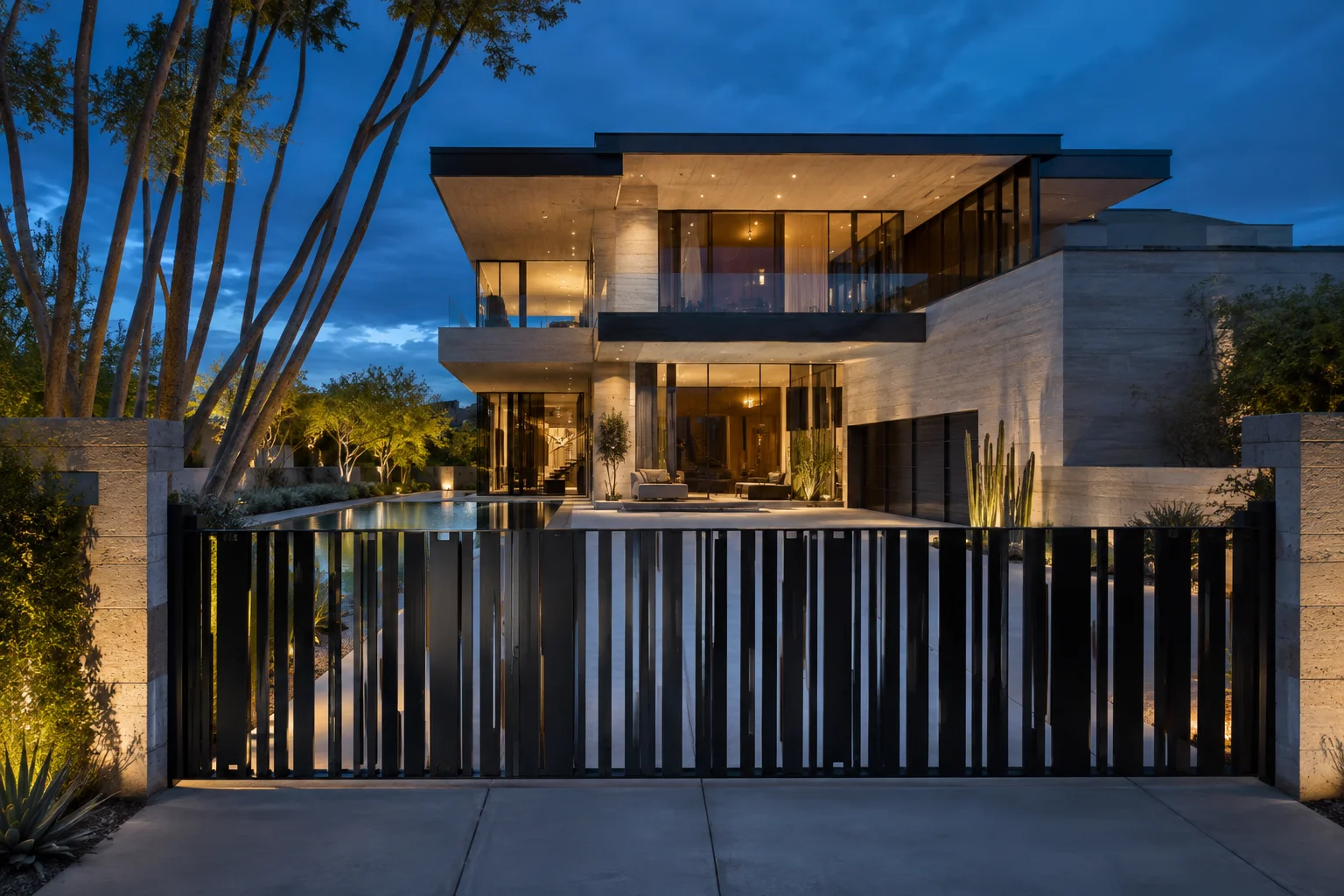 A contemporary residence at dusk — original architectural concept